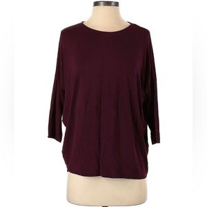 Zara Deep Cherry Red 3/4 Sleeve Top Small